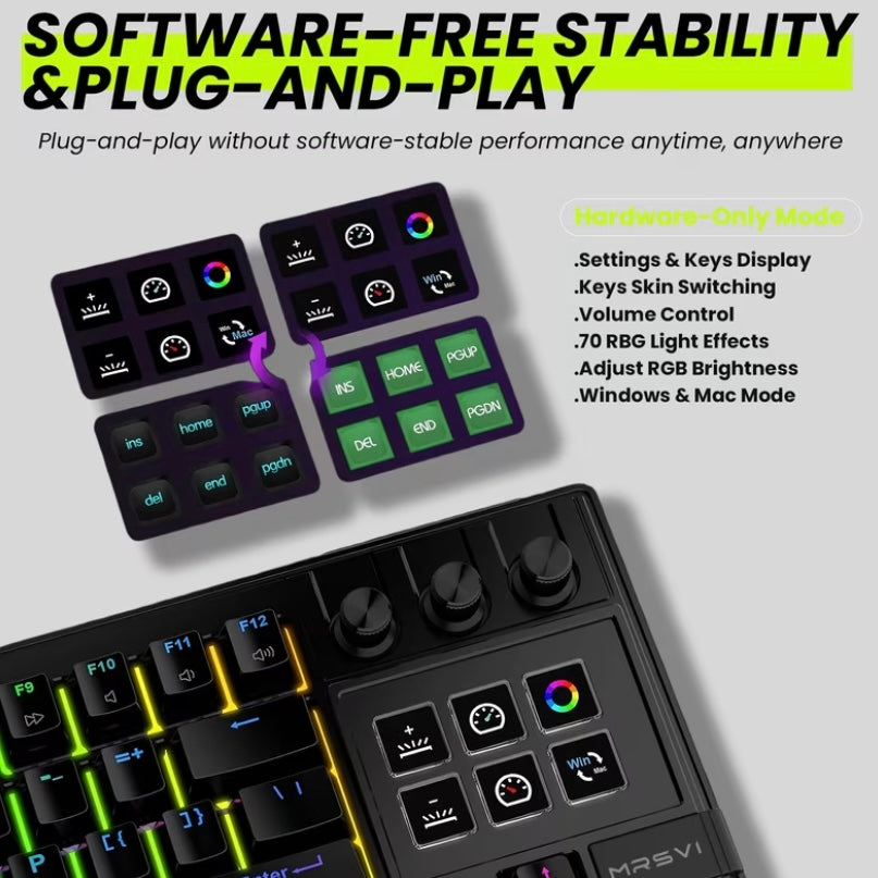 78-Key Wired Mechanical Gaming Keyboard with Stream Controller Deck